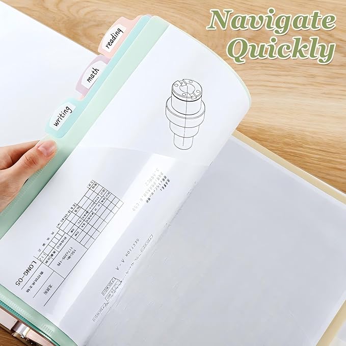 Epakh 24 Pcs Binder Dividers for 3 Rings Binders Index Dividers with Two Clear Pockets Plastics Sheets Protectors with Tab Labels for School Office Organization (Macaron)