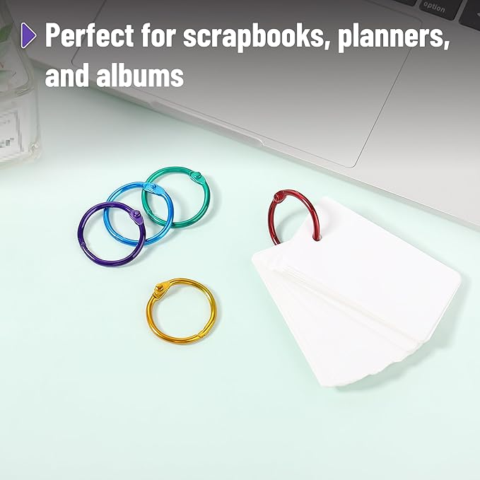 Mr. Pen- Loose Leaf Binder Rings, 72 Pack, Assorted Colors, 1 Inch, Metal, Small