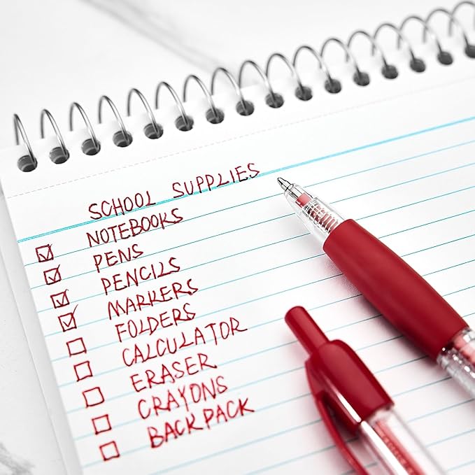STAPLES Retractable Ballpoint Pens, Medium Point 1.0mm, Red Ink, 12 Pack – Smooth‑Writing Pens for Editing, Mark‑Up & Office Use