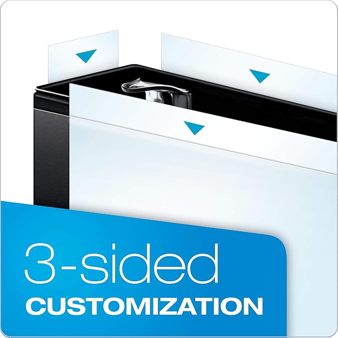 Cardinal 3 Ring Binder, Durable 1.5 Inch Performer ClearVue Binder, Round Rings, 350-Sheet Capacity, Customizable ClearVue Covers, PVC-Free, Black (67325) (Pack of 12)