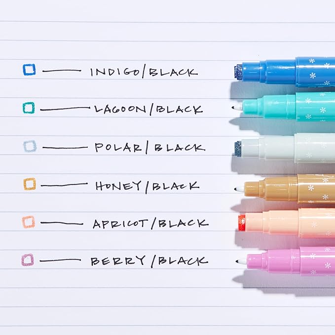 Erin Condren Dual Tip Markers, Colorful and Versatile Marker Set for Journals, Planners, and Note-Taking, Includes Fine Tip and Medium Tip, Metallic, Set of 6
