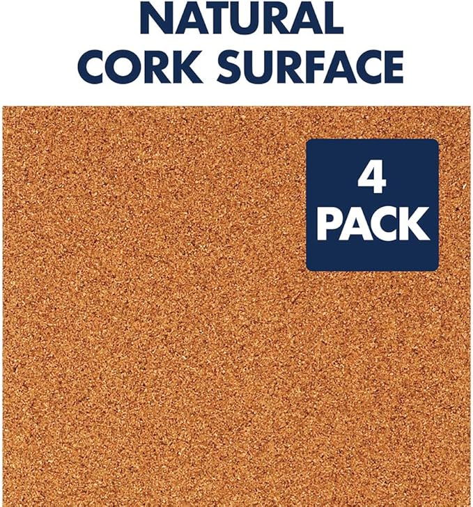 Quartet Cork Tiles, Bulletin Board Cork Panels 12" x 12" x 3/16", Natural, (102) 4 Count (Pack of 6)