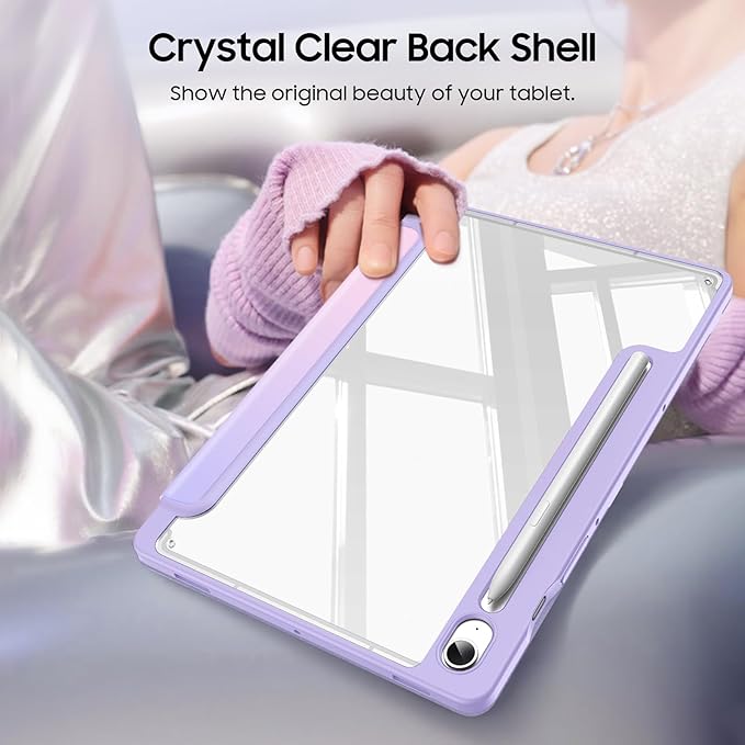 Fintie Hybrid Slim Case for Samsung Galaxy Tab S10 Lite/ S10 FE/ S9 FE 10.9 Inch/Tab S9 11 Inch with S Pen Holder, Shockproof Cover with Clear Transparent Back Shell, Auto Wake/Sleep, Fantasy Ombre