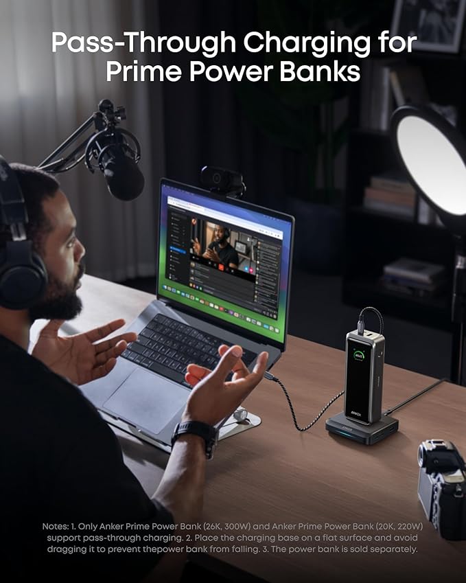 Anker Charging Base, 150W Max Charging for 4 Devices, Works with Prime Power Banks with Pogo Pin, for MacBook Pro/Air, Dell, iPhone 17/16 Series, Samsung, and More (Power Bank Not Included)