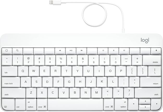 Logitech Wired Keyboard for iPad with Lightning Connector - White (Renewed)