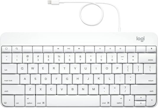Logitech Wired Keyboard for iPad with Lightning Connector - White (Renewed)