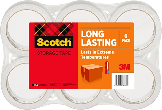 Moving & Storage Tape, 1.88" x 54.6 yards, 3" Core, Clear, 6 Rolls/Pack