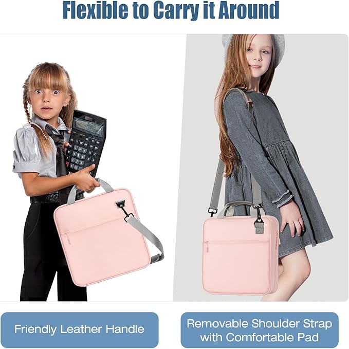 Moko Zipper Binder, 3 Inch 3 Ring Binder with Zipper,700 Sheets Capacity Zipper Binder with Shoulder Strap & Handle,Multi-Pocket Zipper Binder Organizer for Middle School, Pink + Gray