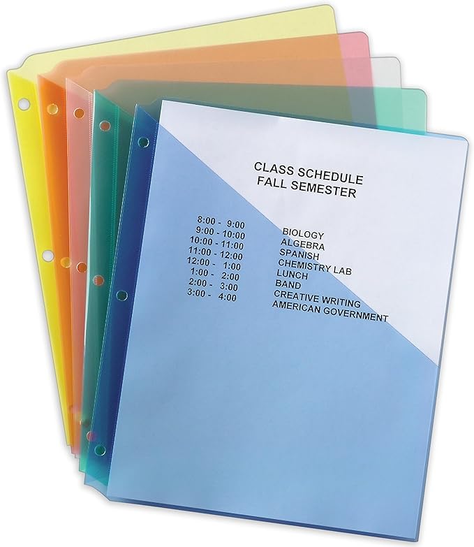 Avery Binder Pockets for 3 Ring Binders, Assorted Colors, Fits 8.5" x 11" Documents, Acid-Free and Archival-Safe, 5 Folders Total (75254)