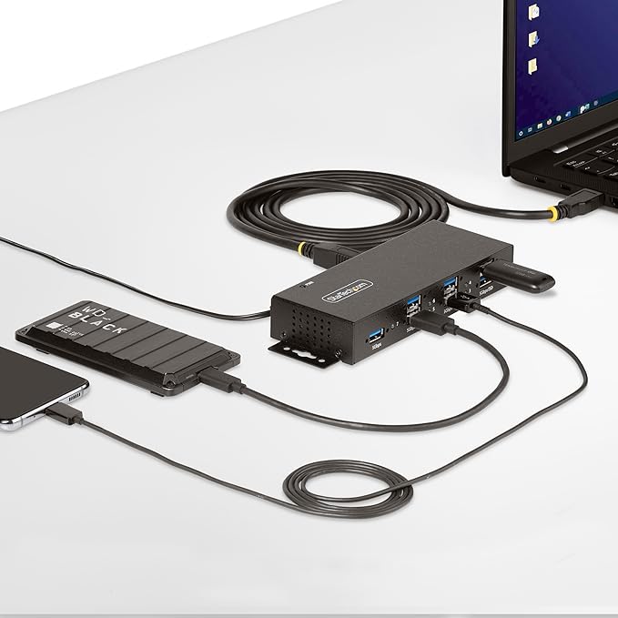 StarTech.com 7-Port Managed USB Hub with 7X USB-A, Heavy Duty with Metal Industrial Housing, ESD & Surge Protection, Wall/Desk/Din-Rail Mountable, USB 3.0/3.1/3.2 Gen 1 5Gbps, TAA