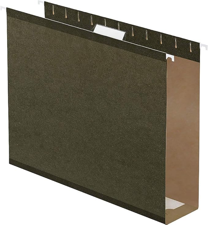 Pendaflex 04152X3 Extra Capacity Reinforced Hanging File Folders, 3", Letter Size, Standard green, 1/5 Cut, 25/BX (4152x3)