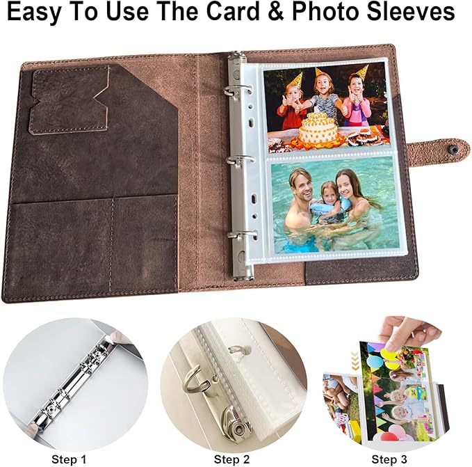 36 Pack Clear Binder Sleeves 1/2/4 Pocket Sheets Protectors for Binder Refill, Photo Card Sticker Postcard Organizer 6 Ring A5 Binder Inserts