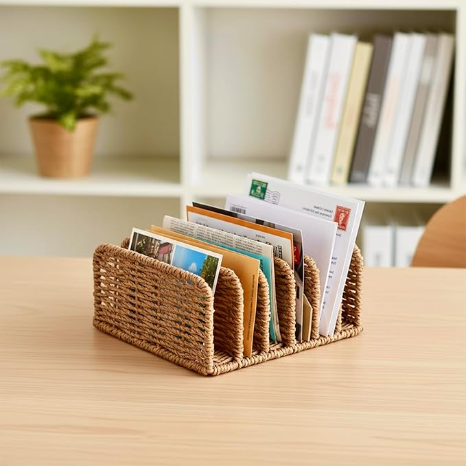 Desk Mail Organizer Large Capacity Mail Holder with 5-Slot, Letter Sorter File Holder, Letter Tray Office Envelope Organizer for Mails, Bill, Document, Notebook