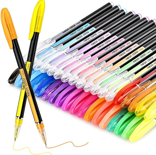 Colored Gel Pens Set for Coloring, 36 Colors Glitter Gel Pens, Fine Point Gel Pens Colored Set for Adult Coloring Books, Journal Pen Markers for Journaling Supplies, Writing Drawing Taking Office Home