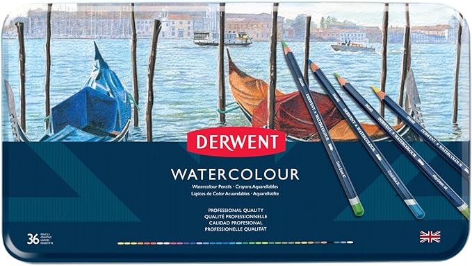 Derwent Colored Pencils, WaterColour, Water Color Pencils, Drawing, Art, Metal Tin, 36 Count (32885)