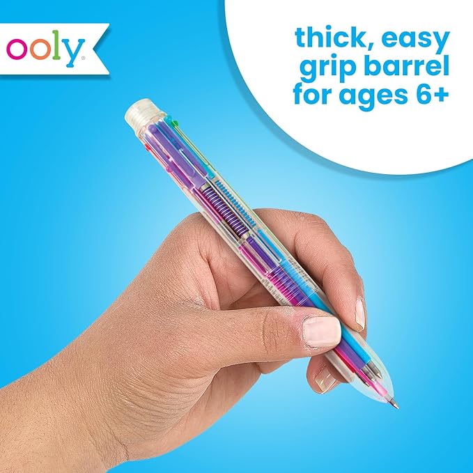 Ooly 6 Colors in 1 Gel Pen, Retractable Gel Pen with 6 Unique Colors, 0.7mm Nib for Fine Lines, Clickable and Smooth for Writing and Doodling, School Supplies
