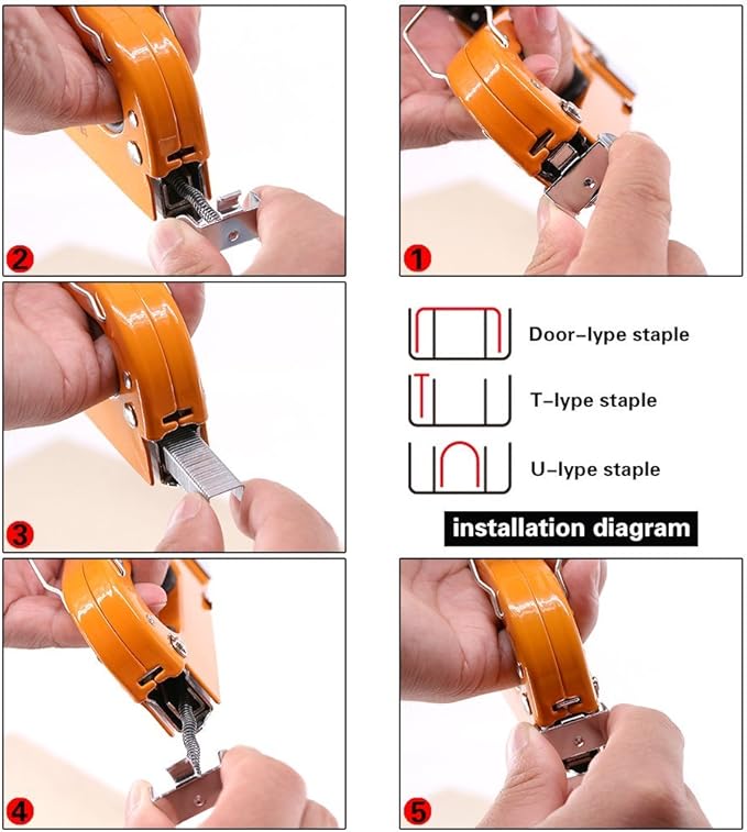 Swpeet 3-in-1 Staple Gun Kit with Staple Remover and 500Pcs Staples Selection Pack Kit，Hand Operated Carbon Steel Gun Tacker Tool for Upholstery, Fixing Material, Decoration, Carpentry, Furniture