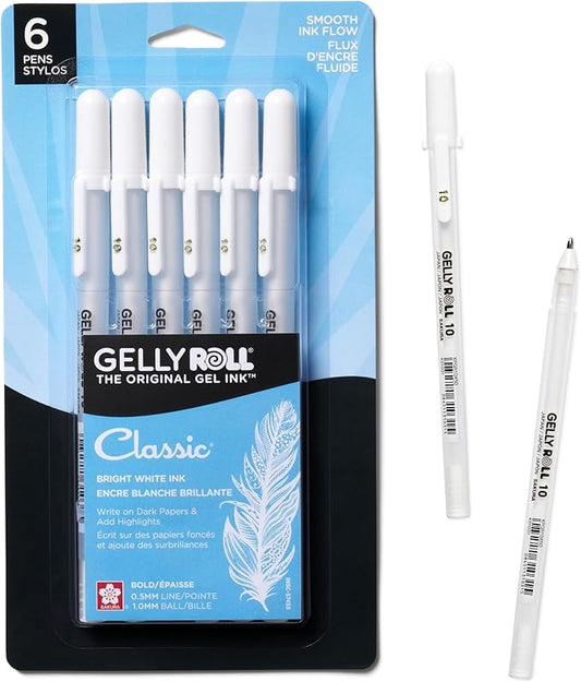 Sakura 57458 Gelly Roll Classic 10 (Bold Pt.) 6pk Pen, White