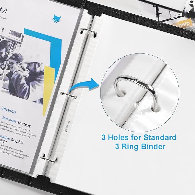 Sheet Protectors - 200 Sheets 4 mils Strong Extra Heavyweight Clear Top Load 8.5 x 11 Inch Highlight Transparent Acid-Free for 3 Ring Binder OS01200