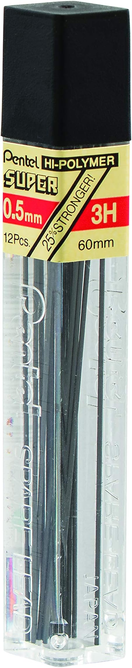 Pentel Super Hi-Polymer Lead Refill, 0.5mm, Fine, 3H, 144 Pieces of Lead (C505-3H)