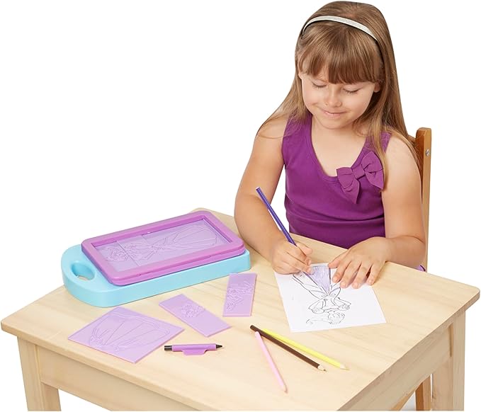 Melissa & Doug Princess Design Activity Kit - 9 Double-Sided Plates, 4 Colored Pencils, Rubbing Crayon