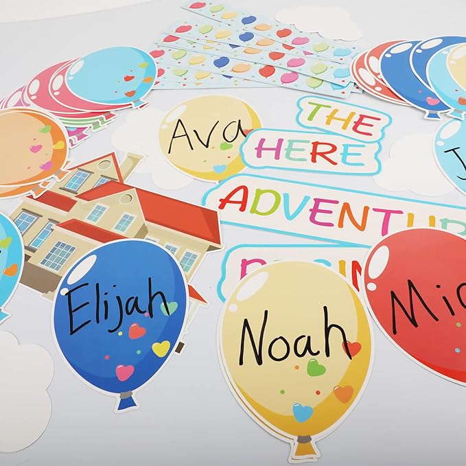 Colorful Balloons Bulletin Board Decoration Set Mix Balloon Borders Cutouts for Party School Classroom Door Welcome Bulletin Board Craft Home Wall(Adventure Balloons)