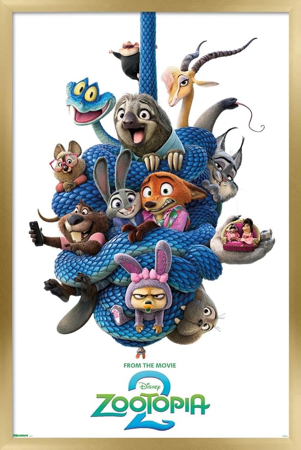 Disney Zootopia 2 (2025) - Group One Sheet Wall Poster, 22.4L" x 14.7W", Gold Framed Version