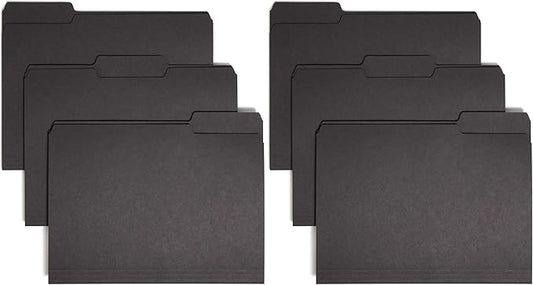 Smead Interior File Folder, 1/3-Cut Tab, Letter Size, Black, 100 per Box, Expandable File Folders for Filing Cabinet (Pack of 2)