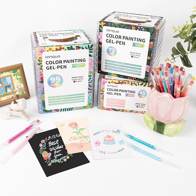Gel Pens For Coloring, 99 Pack Colored Pens for Black Paper & White Paper, 0.6MM Fine Point Pens for Coloring, Writing, Drawing, Journaling, Note Taking, Office, Home