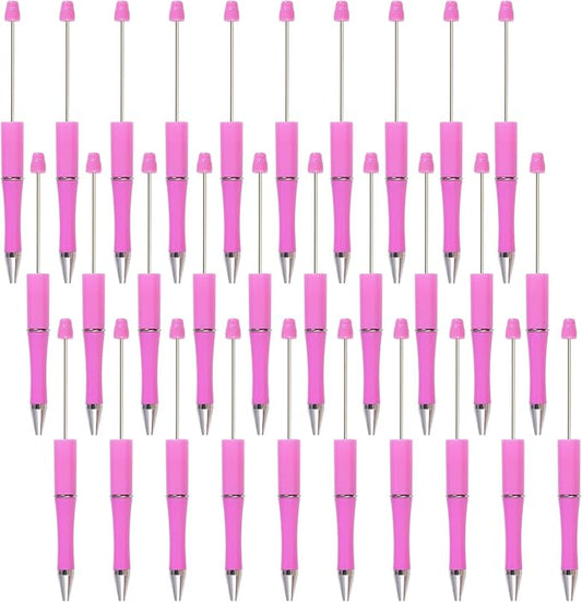 jiebor 30Pcs Pink Beadable Pens Plastic Bead Ballpoint DIY Cute Cool Pens Black Ink for Women Men Bridal Graduation Gift Office Supplies