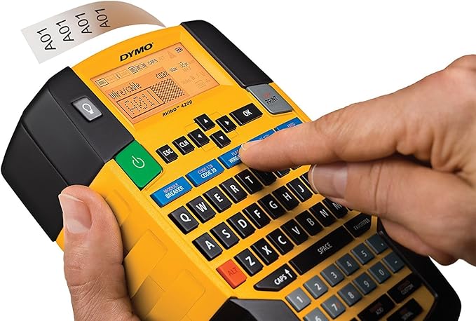 DYMO Rhino 4200 Industrial Label Maker Carry Case Kit with 1 Roll of 1/2" All-Purpose Vinyl Labels, Black on White