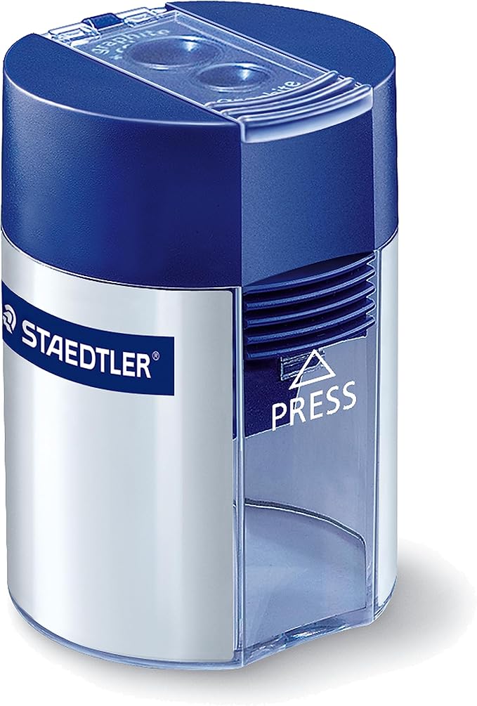 STAEDTLER Pencil Sharpener with 2 Holes - Dual Size Manual Sharpener for Standard, Colored & Makeup Pencils - Compact Design