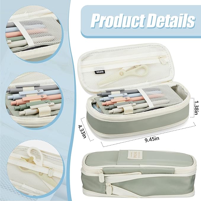 Jutom 39 Pcs Aesthetic Book Annotation Kit Highlighter with Pencil Case Bag Gel Pen Transparent Sticky Note Taking Bible Study College School Supplies (Green,Cute Style)