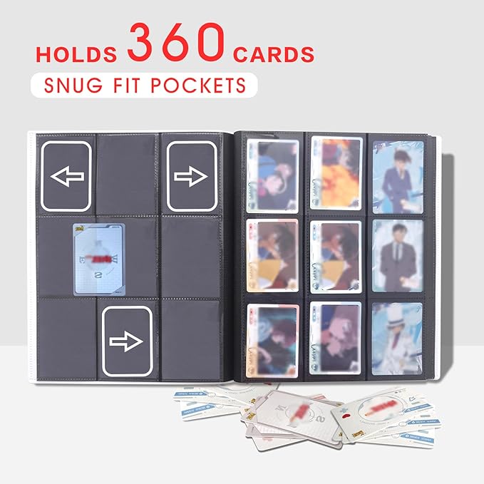 9-Pocket Trading Card Binder – 360 Card Capacity, Fixed Pages, Side-Loading Sleeves for Game Cards, Sports, Business & Coupon Cards – Blue