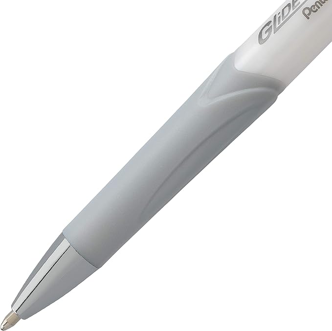 Pentel Glidewrite Signature Ballpoint Pen, (1.0mm) Medium, White Barrel, Blue Ink, Pack of 3 (BX930WBP3C)