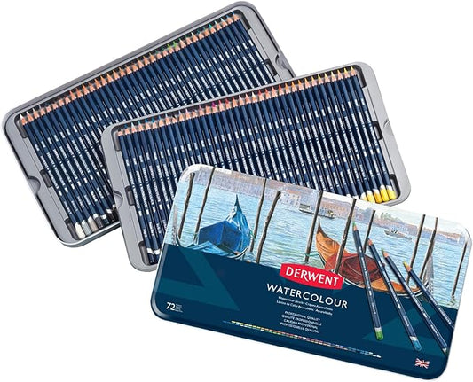 Derwent Colored Pencils, WaterColour, Water Color Pencils, Drawing, Art, Metal Tin, 72 Count (32889)