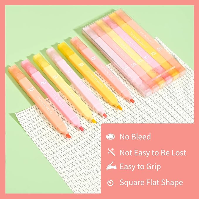 12Pcs Aesthetic Bible Pastel Highlighters and Pens no bleed Assorted Colors Cute Highlighters Double Ended Highlighter for and Office Journal