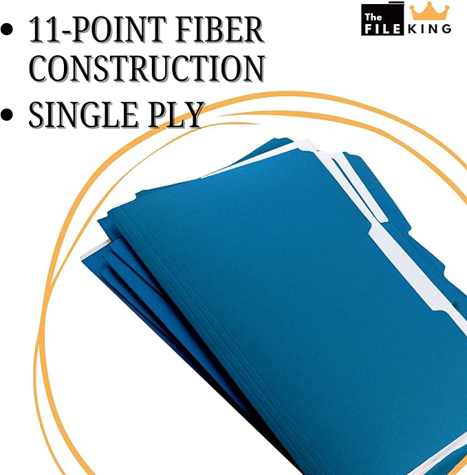 The File King 1/3 Cut Blue File Folders Letter Size - 200 Pack | Colored Manilla Folders 8.5 x 11 | USA Made | Assorted 3 Tab Color Manila File Folder | Heavy Duty Office Supplies | Basic Blue Folder