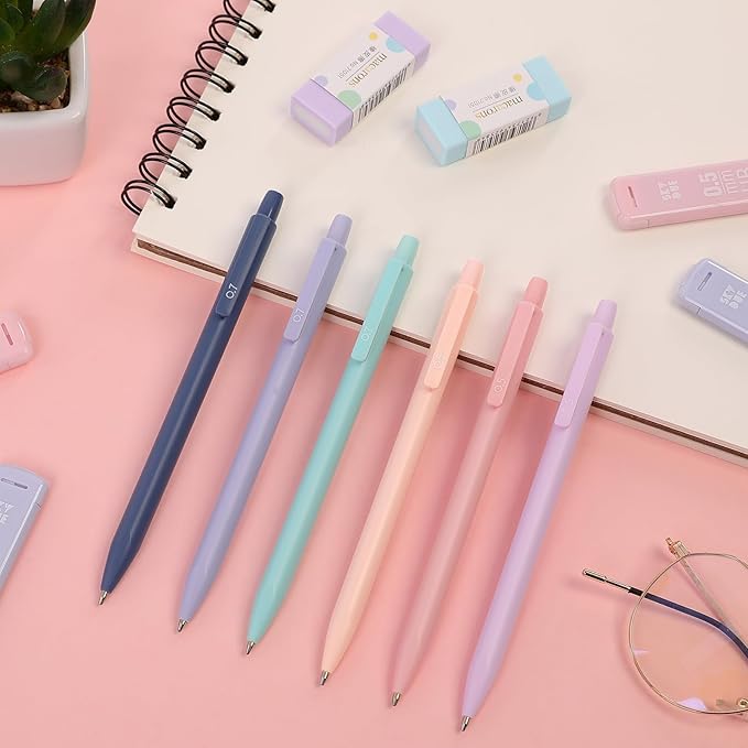 SKYDUE Cute School Supplies 38 PCS, Pencil Case with 12 Pastel Highlighters, 5 Black Gel Pens, Mechanical Pencils, College Essentials Students Stationary Set Green