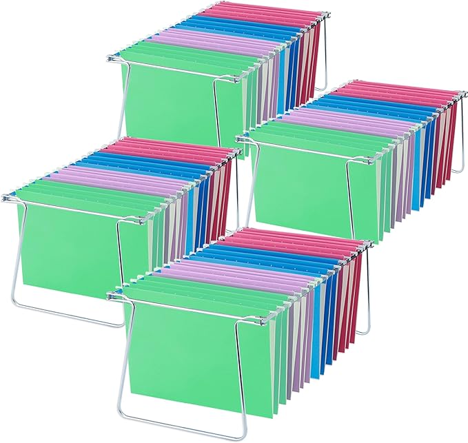 Heavy Duty Steel Hanging File Frame,Letter Size Hanging File Folder Frame,Adjustable Length 11" to 18",4 Packs(Without Folders)
