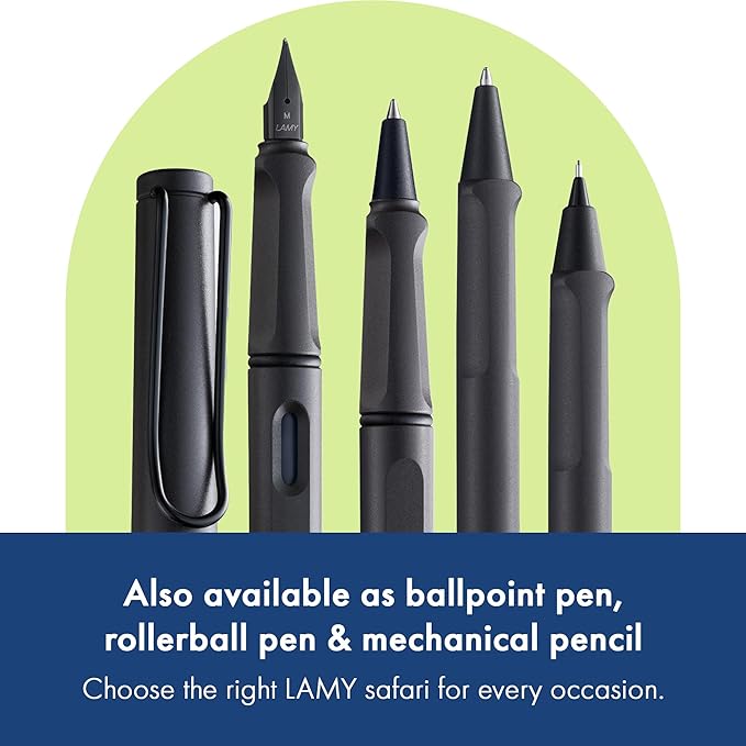 LAMY safari umbra - Fountain Pen with ergonomic grip & polished steel nib in size F - ideal for any Writing & Calligraphy - including LAMY T 10 blue cartridge - Right-Handed