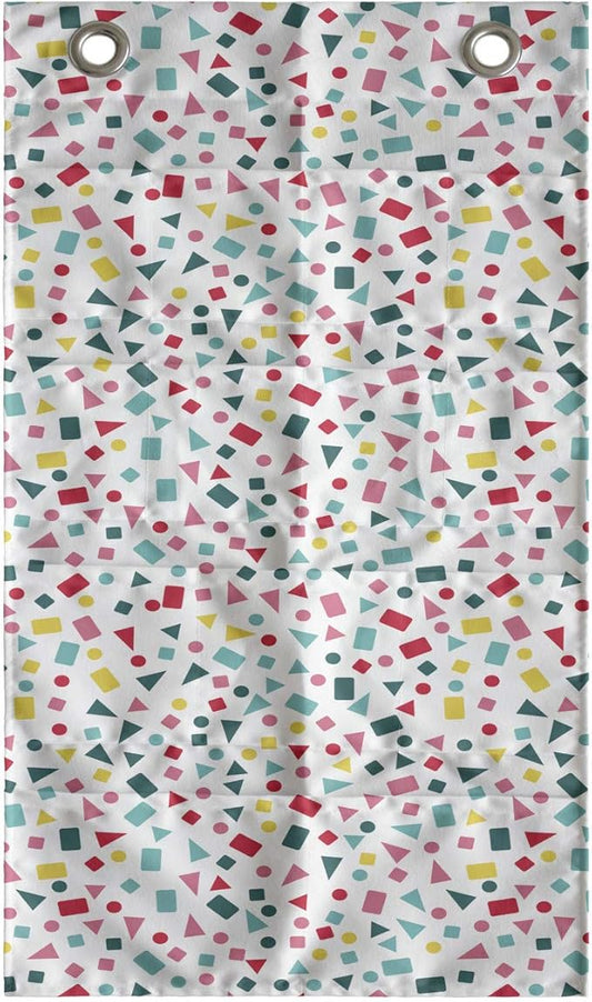 Ambesonne Geometric Hanging Pocket Organizer, Layout of Scattered Geometric Mini Colorful Shapes on a Plain Background, Printed Polyester Storage Bag with Pockets, 21" x 31", White Multicolor
