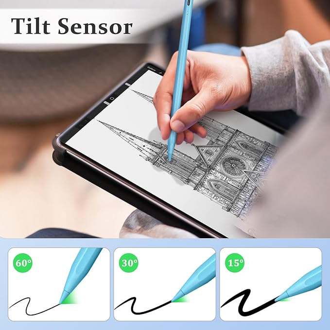 Stylus Pen for iPad W/Palm Rejection Tilt Sensitivity,13 Mins Fully Charged,MEKO Active Touch Screen Apple Pencil Compatible W/iPad 6/7/8/9/10,Pro12.9&11",Air3/4/5,mini5/6-BLUE
