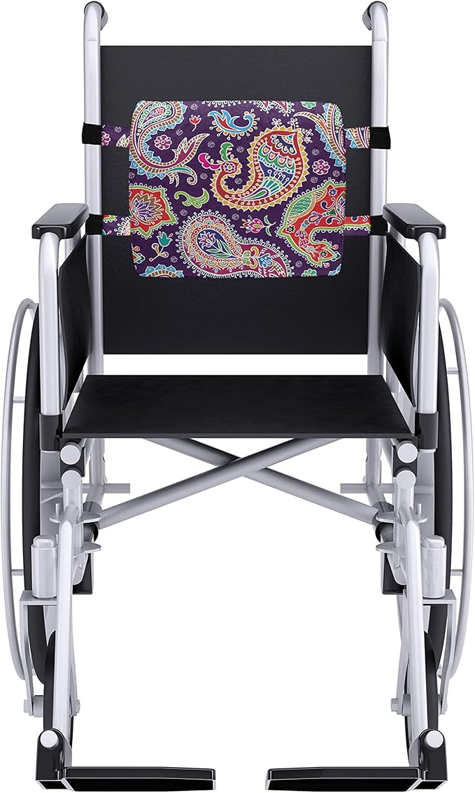 Ambesonne Paisley Lumbar Back Support Pillow, Sixties and Seventies Hippie Themed Motives Geometrical and Floral Design Image Print, High Density Foam for Office Chairs Car Seats, 14" x 13", Purple