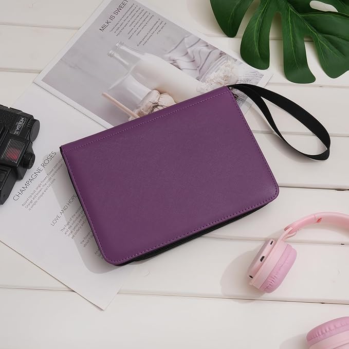 Wonderpool Card Binder A5 Album Zippered 4-Pocket Trading for 240 Cards - Leather PU Card Holder Collection Storage Folder, Side-Loading for Photo Pokemon, MTG, TCG, Yugioh, Sports Cards (Purple)