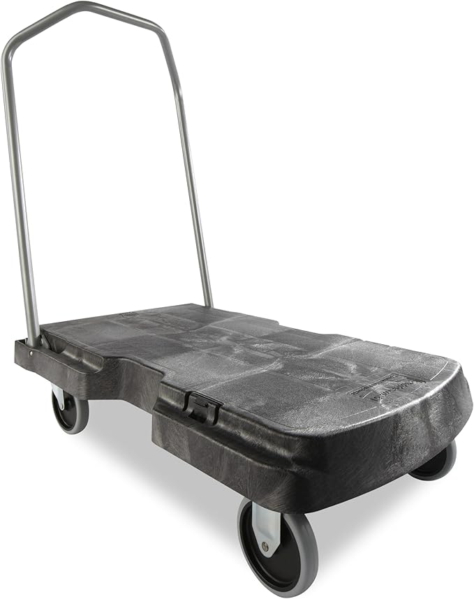 Rubbermaid Commercial Products Triple Trolley Folding Handle Dolly/Cart/Platform Truck with wheels, 500 lbs Capacity, for Moving/Warehouse/Office
