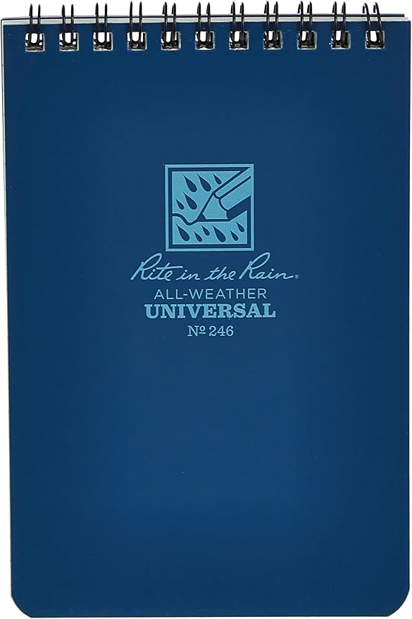 Rite In The Rain Weatherproof Top Spiral Notebook, 4" x 6", Blue Cover, Universal Pattern, 3 Pack (No. 246-3), 6 x 4 x 3.75