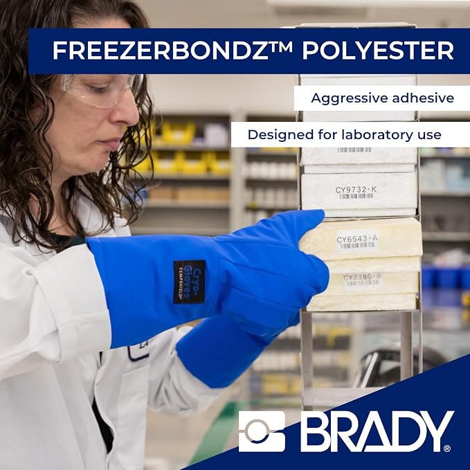 Brady FreezerBondz™ Polyester Pre-Sized Labels for Label Printer BMP41/BMP51/BMP53/M511-180 Self Adhesive Printer Labels - Black on White (12,70 mm (W) x 41,91 mm (H)) - M4-124-490