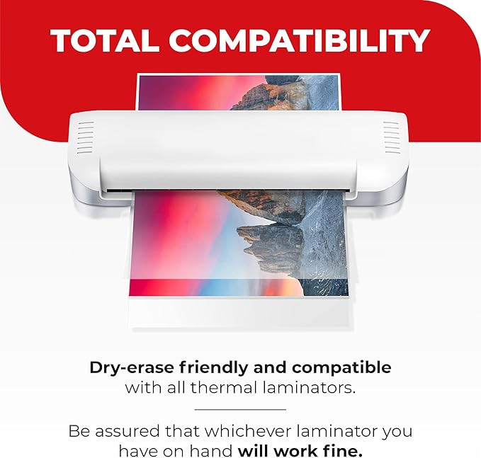 5MIL Thermal Laminating Sheets (75 Count) Small Sizes, Photo, Notecard, I.D. Badge Sizes, Dry-Erase Friendly Laminating Pouches, Compatible with Laminators, Crystal Clear Laminated Finish