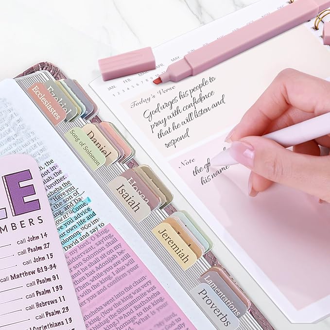 XKDOUS Bible Study Supplies Journaling Kit for Women, Bible Study Kit, 12 Pastel Highlighters and 12 Pens No Bleed, 75 Laminated Tabs, Prayer Journal Pencil Case and More, Purple